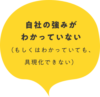 自社の強みがわかっていない（もしくはわかっていても、具現化できない）